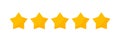 5 star vector review yellow icon. Five stars gold rating isolated