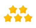 5 star vector review yellow icon. Five stars gold rating isolated