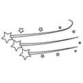 Star vector trail comet trace black lines on white background. Vector icon for Christmas or New Year celebration design.