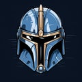 Cartoonish Star Wars Mandalorian Helmet T-shirt In Silver And Blue