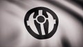 Star Wars. Mandalorian symbol flag is waving on transparent background. Close-up of waving flag with Mandalorian symbol