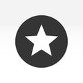 Star white icon on gray. Vector illustration in flat style