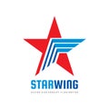 Star and wing - vector logo concept illustration. Leadership creative sign. Decorative design element
