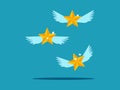 star with wings can fly. Valuable job titles and duties. business and investment concept Royalty Free Stock Photo