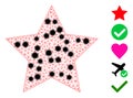 Star Wireframe Mesh Icon with Coronavirus Elements Royalty Free Stock Photo