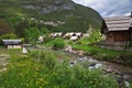 Stara Fuzina, Slovenia - 30 Apr 2018: Stara Fuzina in the Alps of Slovenia Royalty Free Stock Photo