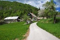 Stara Fuzina, Slovenia - 30 Apr 2018: Stara Fuzina in the Alps of Slovenia Royalty Free Stock Photo