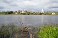 Staraya Ladoga fortress under cloudy september sky on the bank of the river Volkhov