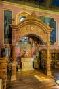 Gold ornated interior of orthodox church of John Chrysostom in Staraya Ladoga Saint Nicholas Staroladozhsky Nikolsky male