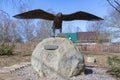 Monument to the falcon - the symbol of the Rurik family, Staraya Ladoga