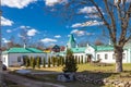 Staraya Ladoga, Russia, At the entrance to the Staraya Ladoga St. Nicholas Monastery on a sunny spring morning Royalty Free Stock Photo