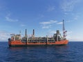 The Starboard side of the Glen Lyon FPSO on a bright sunny day West of the Shetlands