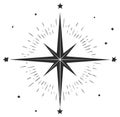 Starburst Compass Graphic, Star Elements, Celestial Navigator Design, Sharp Lines, Rays Royalty Free Stock Photo