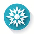 a starburst icon with a long shadow on a white background