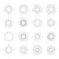 Starburst, lightrays icons. 16 Vintage background elements. Royalty Free Stock Photo