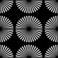 Starburst rays, beams seamless geometric pattern. Monochrome r