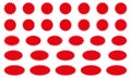 Starburst red sticker set - collection of special offer sale round and oval sunburst labels and buttons. Royalty Free Stock Photo