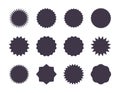 Starburst sale sticker. Sunburst price tag, promotion star set, black silhouettes on white background. Vector sale