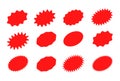 Starburst sticker set for promo sale. Vector badge shape design, price offer for promotion