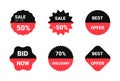 Starburst sticker set for promo sale. Vector badge shape with signs - star and roundburst label, price offer promotion Royalty Free Stock Photo