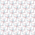 Starburst stitch seamless vector pattern background. Modern needlework abstract seam blue red white backdrop. Embroidery Royalty Free Stock Photo