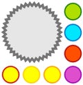 Starburst, sunburst badge shape in 8 color w blank space