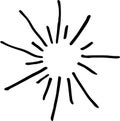 Starburst or sunburst hand drawn design elemen