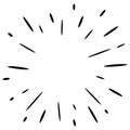 Starburst, sunburst hand drawn. Design Element Fireworks Black Rays. Comic explosion effect. Radiating, radial lines