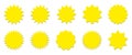 Starburst yellow sticker set - collection of special offer sale round shaped sunburst labels and badges. Royalty Free Stock Photo