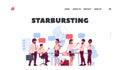 Starbursting Landing Page Template. Team of Employees Characters in Office Discussing Work Issues. Brainstorming Royalty Free Stock Photo