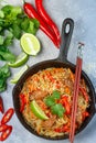 Starch rice, potatoes noodles with beef and vegetables