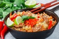 Starch rice, potatoes noodles with beef and vegetables