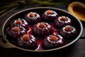 Starchy Plum dumplings with poppy seeds. Generate ai