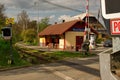 Stare Splavy, Czechia - April 26, 2023: train station at sunset Royalty Free Stock Photo