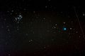 Starfield with Comet Lovejoy, Falling Star and Pleiades Royalty Free Stock Photo