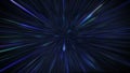 Starfields in space with hyper speed jump into another galaxy background