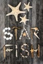 Starfish Abstract Background on Rustic Wood