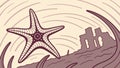 Starfish Among Ancient Coastal Ruins, vector design Generative AI Royalty Free Stock Photo