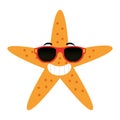 starfish animal beach with sunglasses