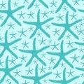 Starfish blue seamless pattern background. Different sizes. Royalty Free Stock Photo
