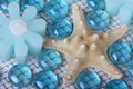 Starfish, Candle, Blue Glass Royalty Free Stock Photo