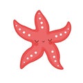 Starfish cartoon vector illustration. Red cute starfish illustration for kids and babies. Sea creature. sea dweller Royalty Free Stock Photo