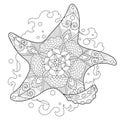 Starfish coloring book for adults vector Royalty Free Stock Photo