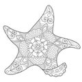 Starfish coloring book for adults vector Royalty Free Stock Photo