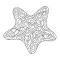 Starfish coloring book, Sea animal. Underwater world Coloring pages for children and adults. Doodle meditation, Outline Royalty Free Stock Photo