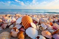 Starfish and seashell on the summer beach in sea water. Colorfull background Royalty Free Stock Photo