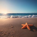 Starfish and coral on the summer beach in sea water. Summer background. Summer time. made with Generative AI Royalty Free Stock Photo