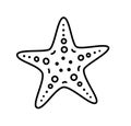 STARFISH DOODLE. Vector sea star. Line Drawing Vector Illustration