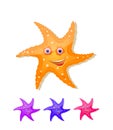 Starfish with eyes and smile icon set Royalty Free Stock Photo