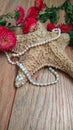 Starfish with flowers and pearls Royalty Free Stock Photo